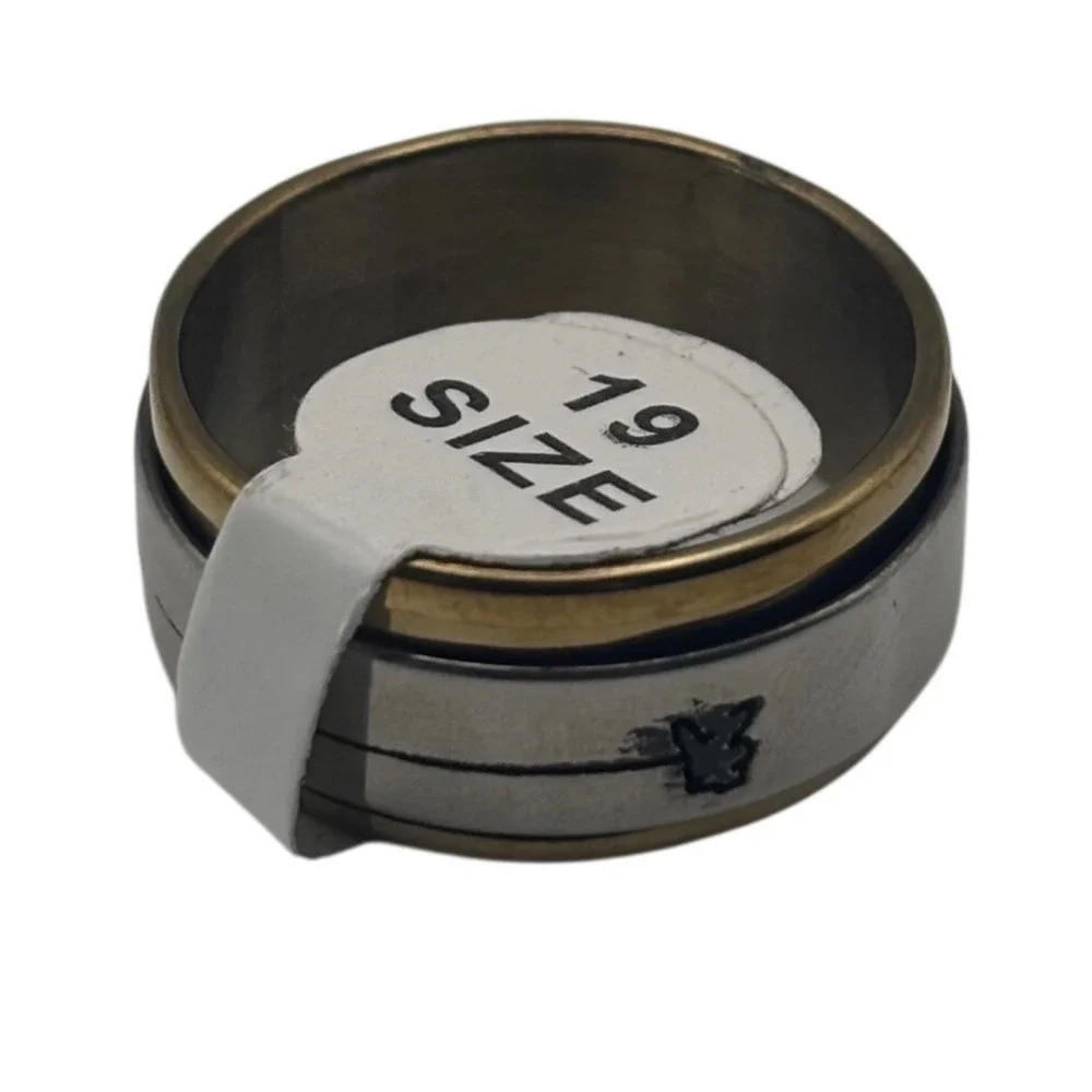 Playboy Bunny Logo‎ Spinner Ring Mens Size 9 Silver Gold Tone Band Y2K Edgy